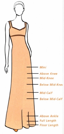 Mini; Above Knee Mid-Knee; Below Mid-Knee; Mid-calf; Below Mid-calf; Above Ankle Full Length; Floor Length