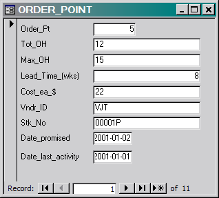 input order point data here